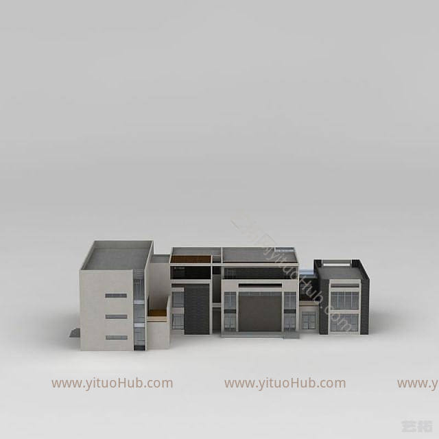 现代自建办公楼模型