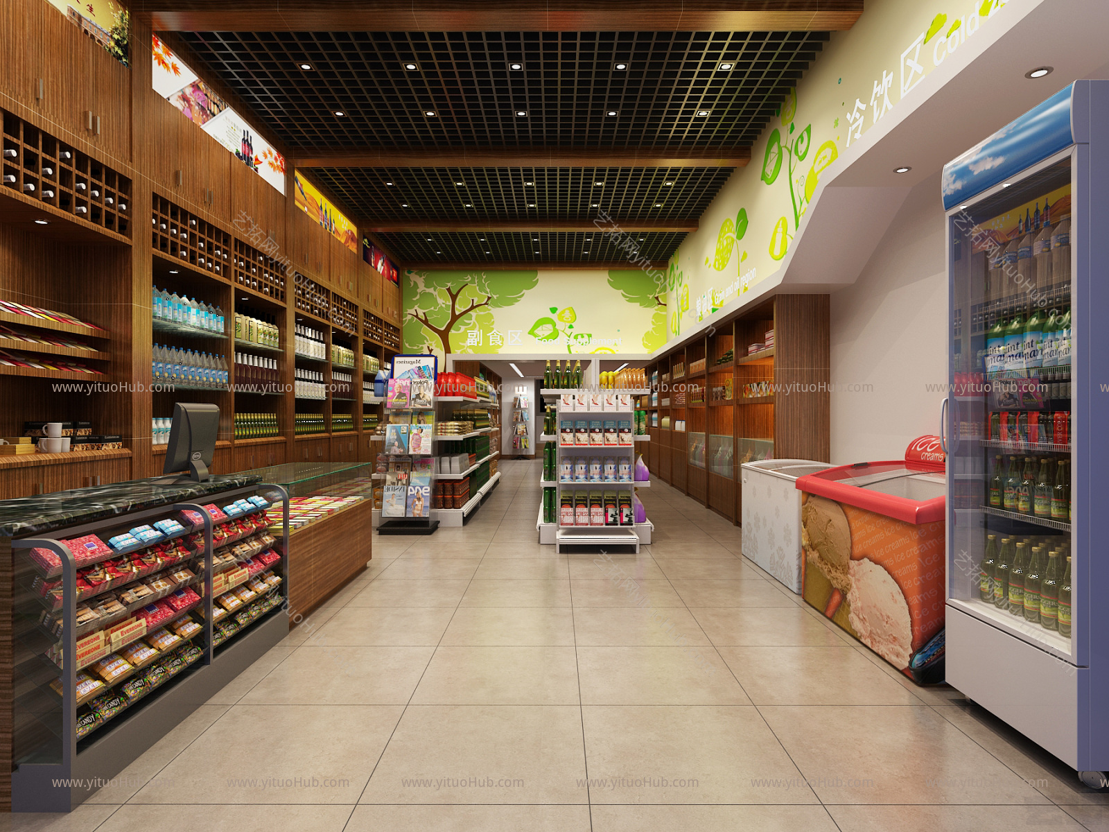 现代超市 便利店 货柜 冰柜