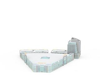 现代三角形建筑群模型