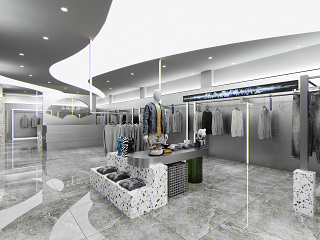 现代服装店 中岛展台 货架