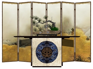 新中式端景台屏风隔断