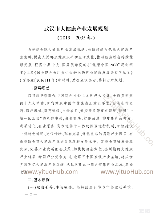 武汉市大健康产业发展规划
