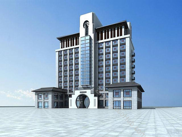中式酒店模型
