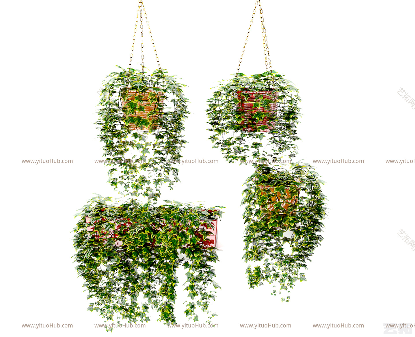 现代绿植吊篮su模型