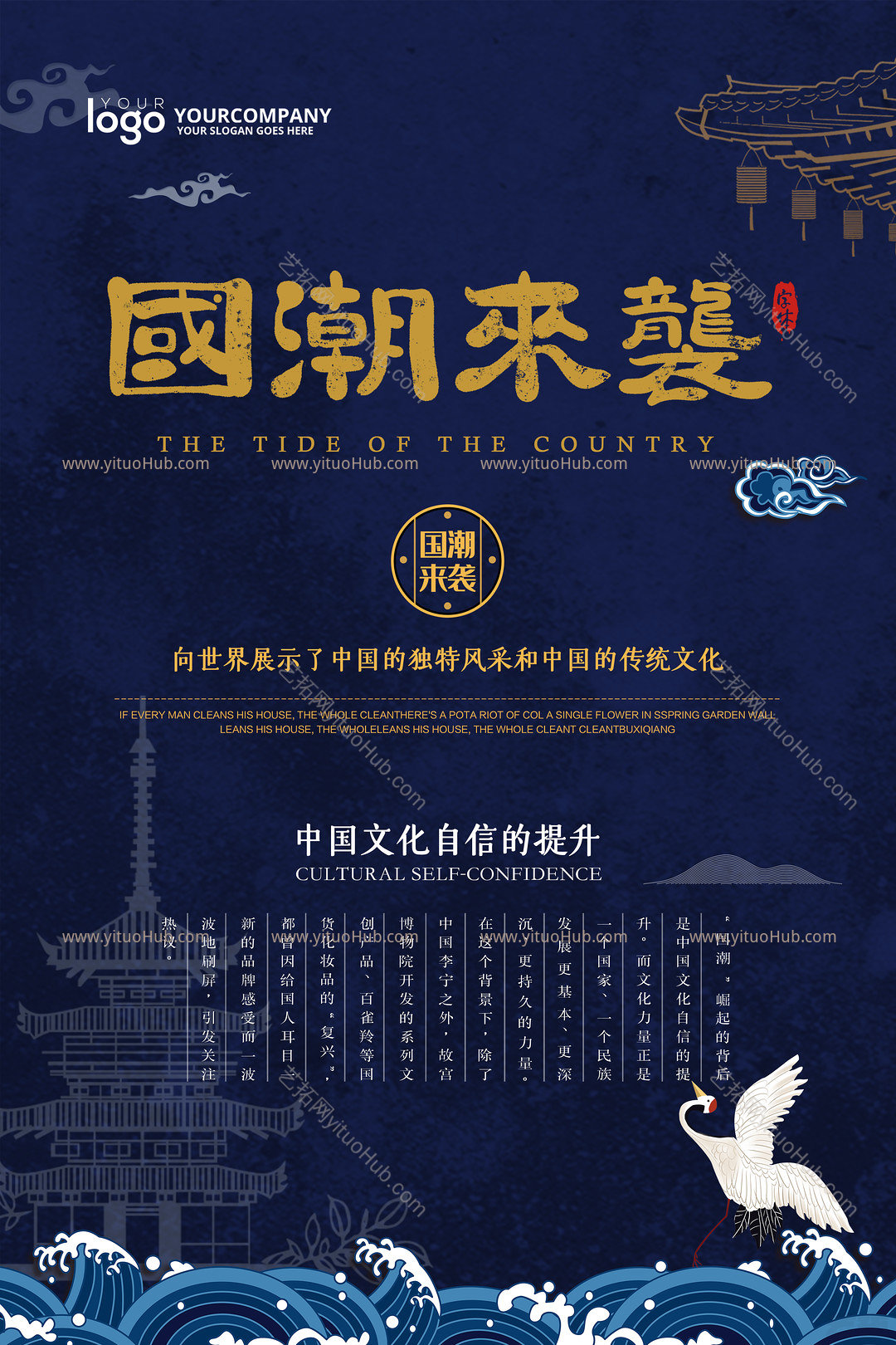 国潮风竖版展板
