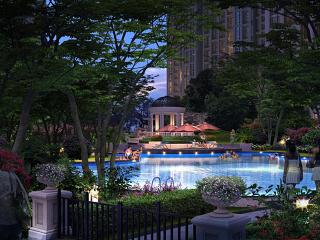 小区泳池夜景效果图