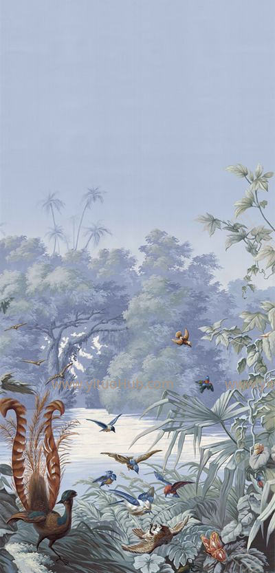 欧式法式美式手绘植物图案壁纸壁画壁布a (5)