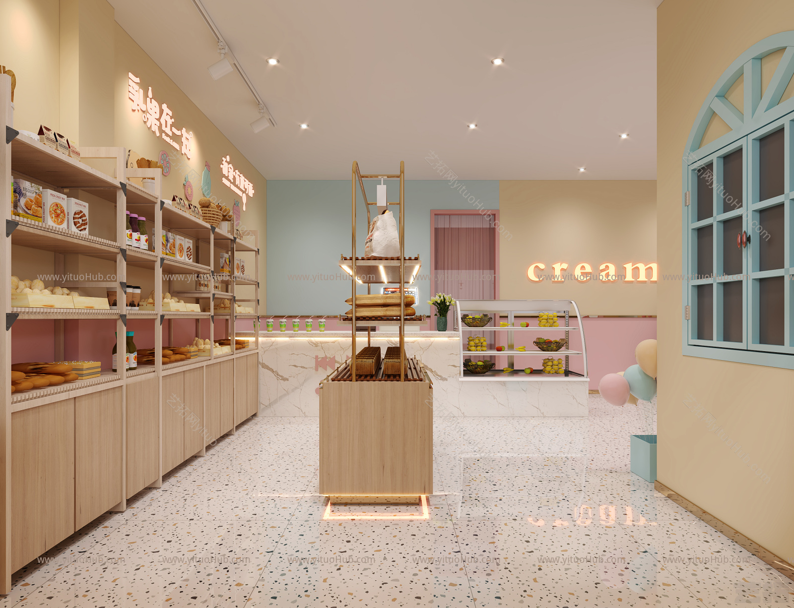 现代甜品店，蛋糕店，甜品店门头，门头，