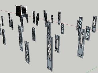 中式隔断屏风 建筑窗体 综合性纹样