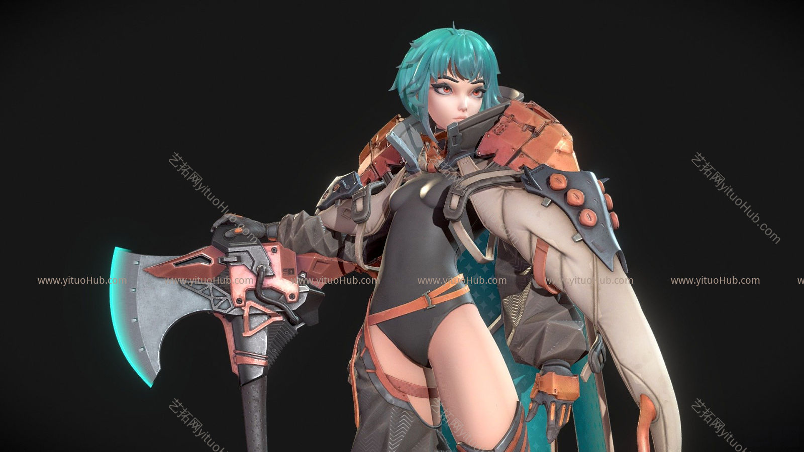 现代虚拟人物 卡通战士 女战士  