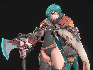 现代虚拟人物 卡通战士 女战士  