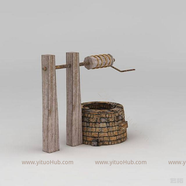 现代古代农家水井模型