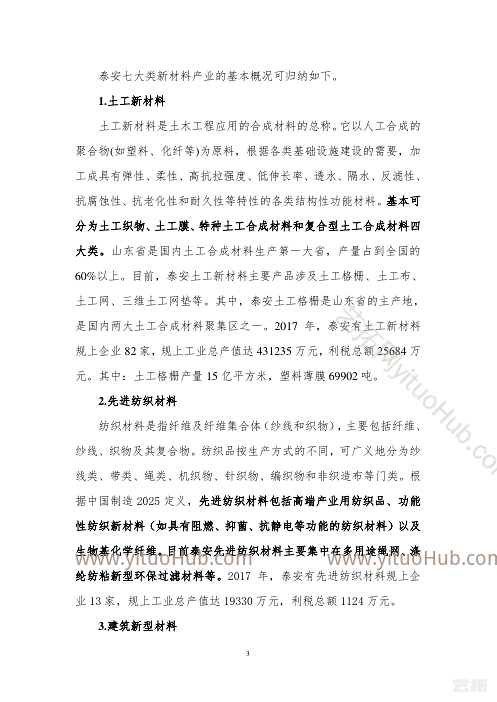 泰安市新材料产业发展规划