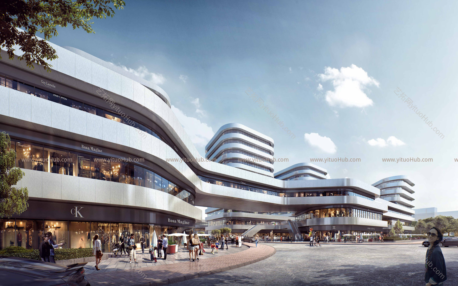 商业购物中心建筑效果图