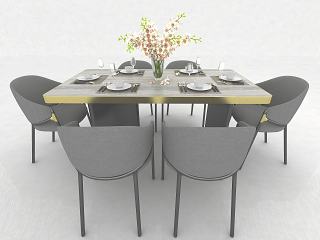 现代风格餐桌椅模型