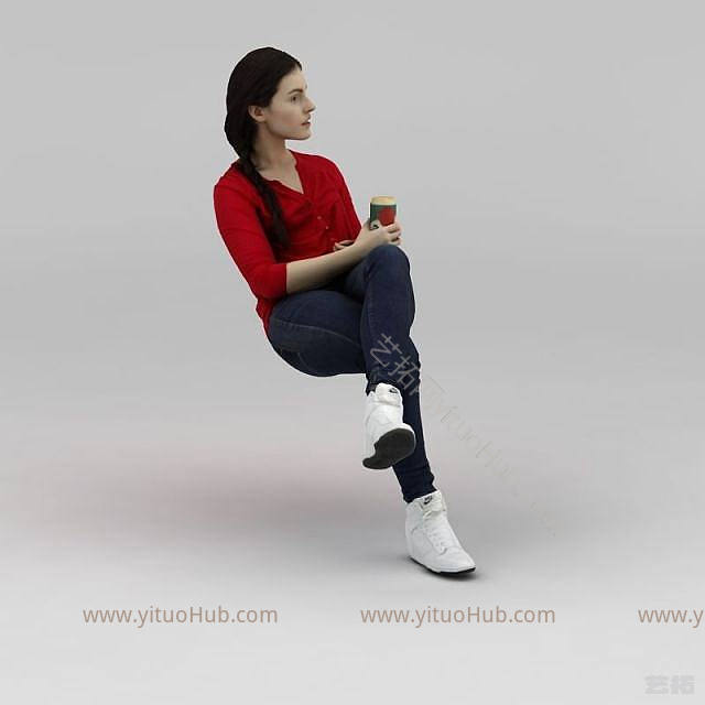 现代坐着的女人模型