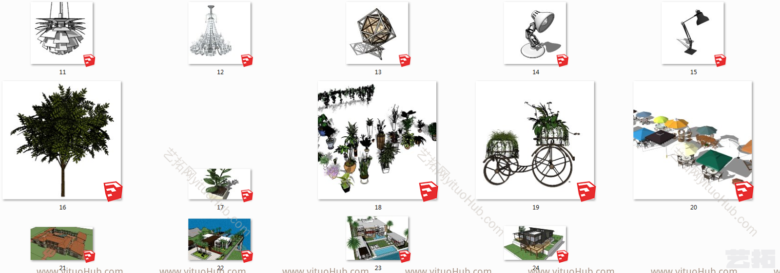 灯具 植物别墅外观 景观大集合