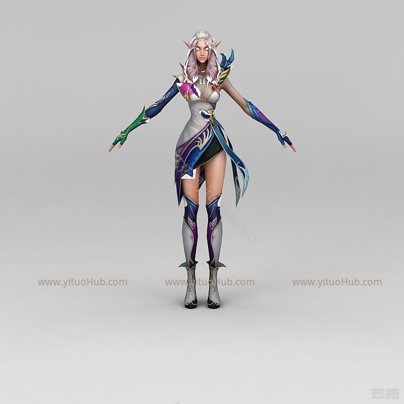 现代精灵女动漫游戏角色模型