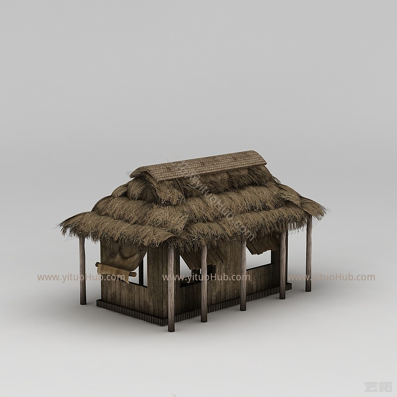 现代茅草屋模型