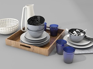 现代盘子水杯水壶餐具