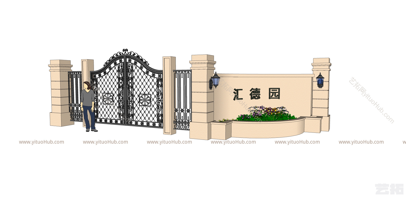 欧式小区侧门入口铁艺门