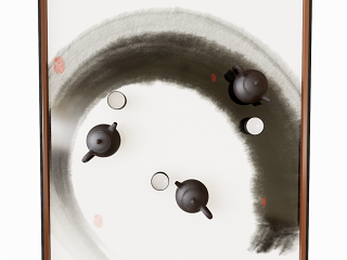 中式立体茶壶挂画