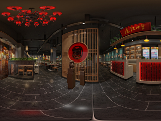 中式火锅店全景模型