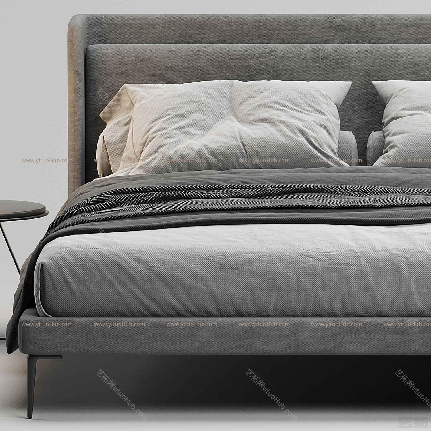 Boconcept现代双人床 边几 毯子