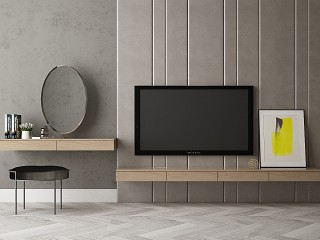 现代电视背景墙模型
