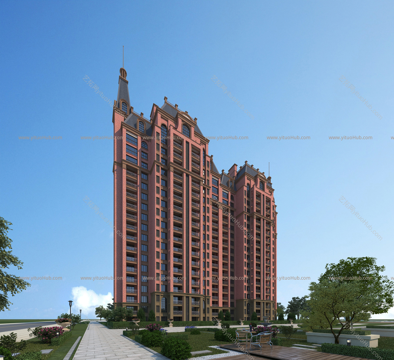 简欧住宅区 商业街 步行街 入口大门
