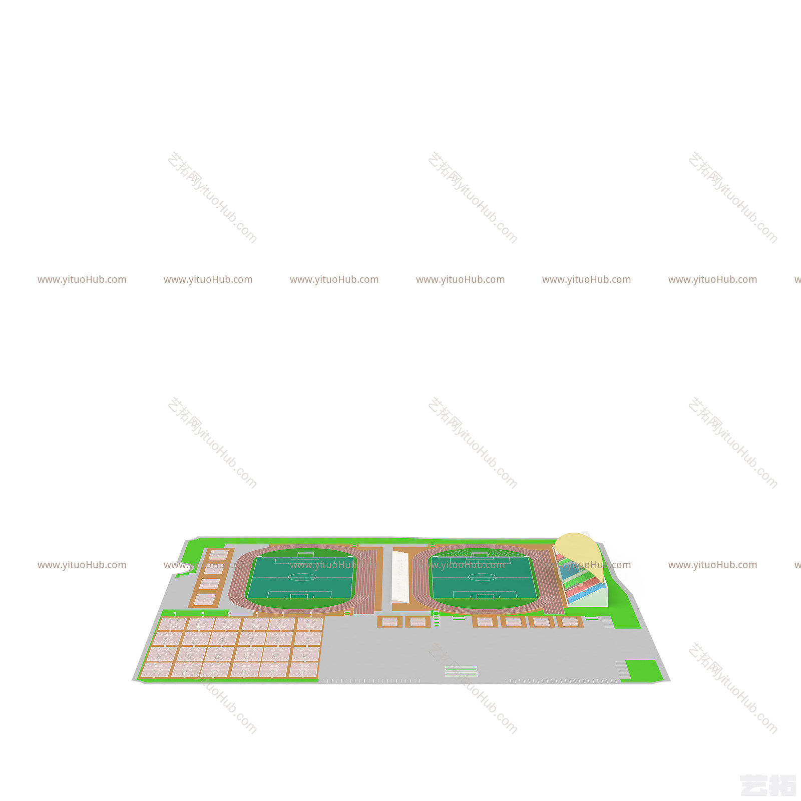 现代学校运动场模型