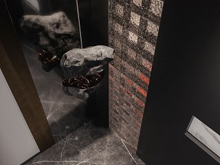 现代高级灰客厅餐厅3d模型
