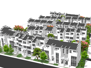 中式徽派多层住宅建筑