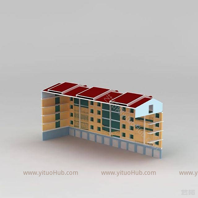 现代小区住宅楼模型