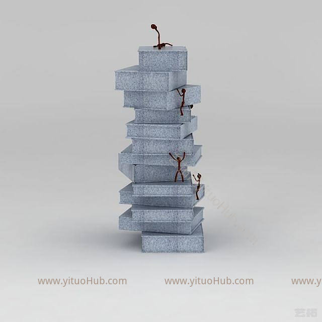 现代校园图书雕塑模型