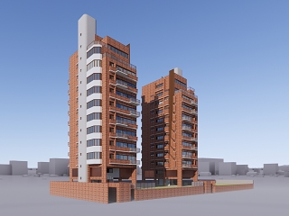 现代红砖高层住宅
