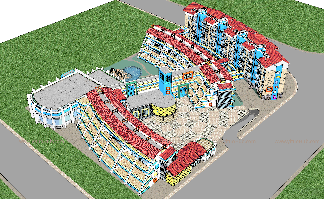 现代风格学校 教学楼建筑