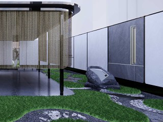 现代自然 保利武汉精品豪宅展示区样板区庭院入口廊架微地形 模型