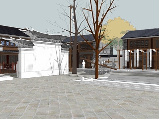 中式风格商业街染衣巷建筑sketchup模型