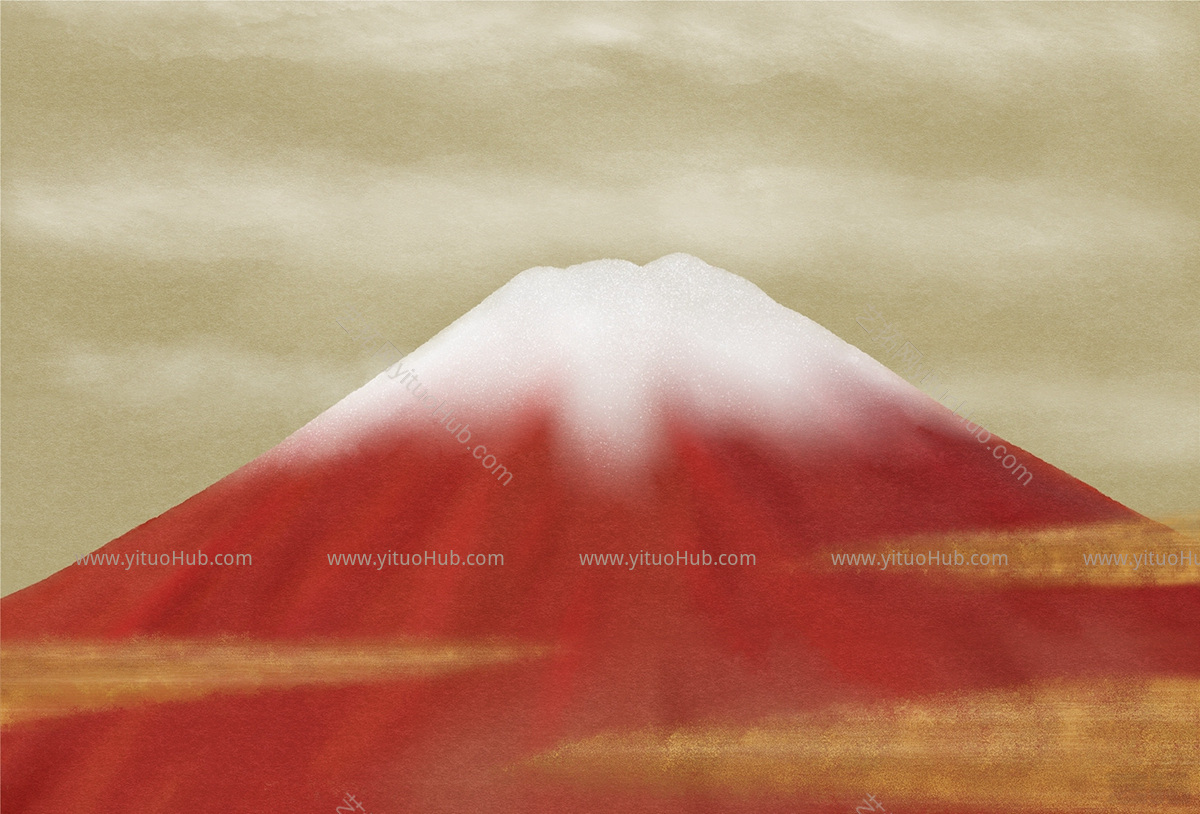 水墨火山壁画贴图