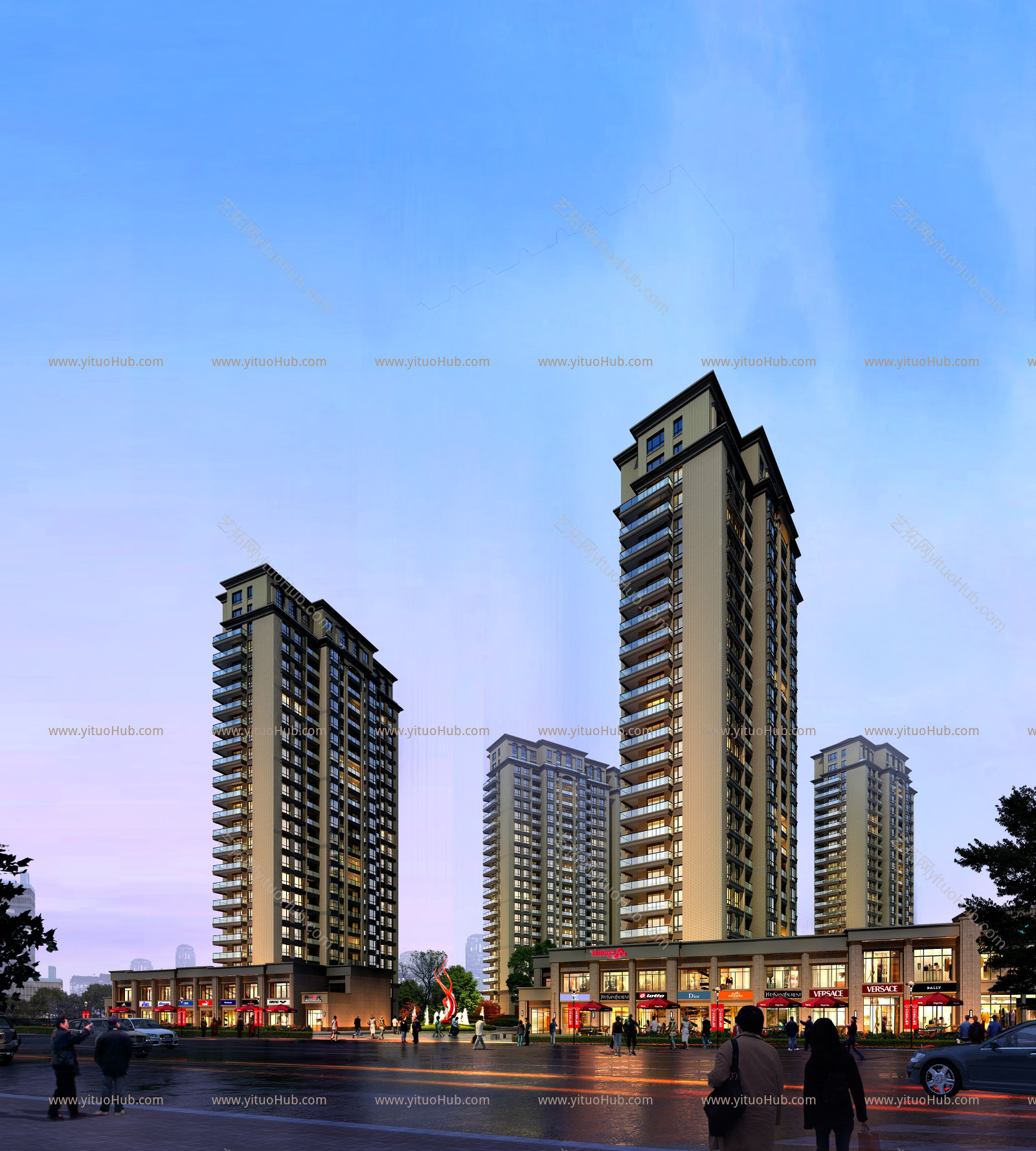 商业住宅建筑效果图