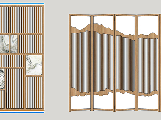 新中式山水屏风隔断
