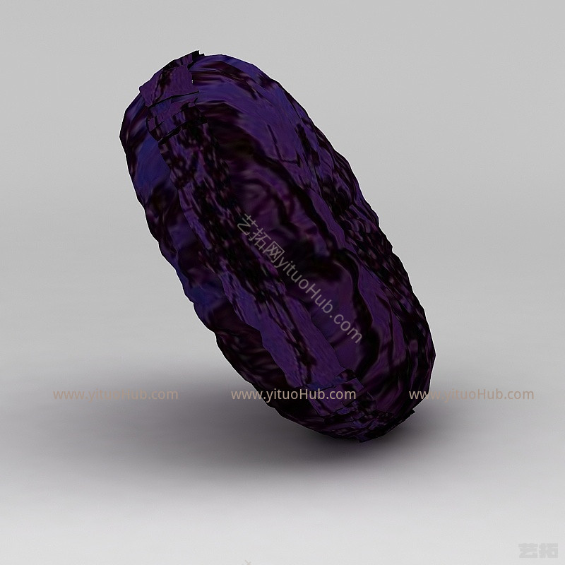 现代紫色圆形沙发靠枕模型