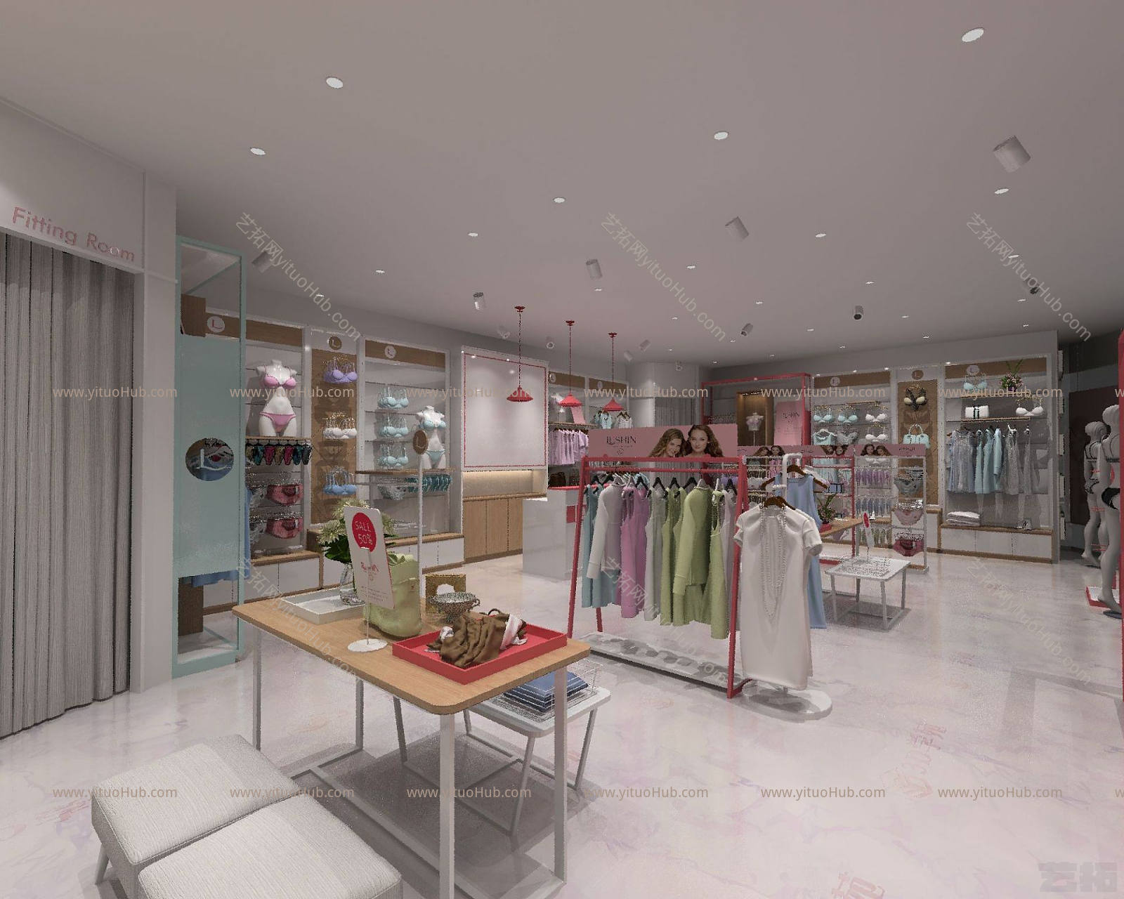 现代服装店内衣店模型