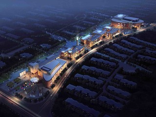 商业建筑夜间鸟瞰效果图