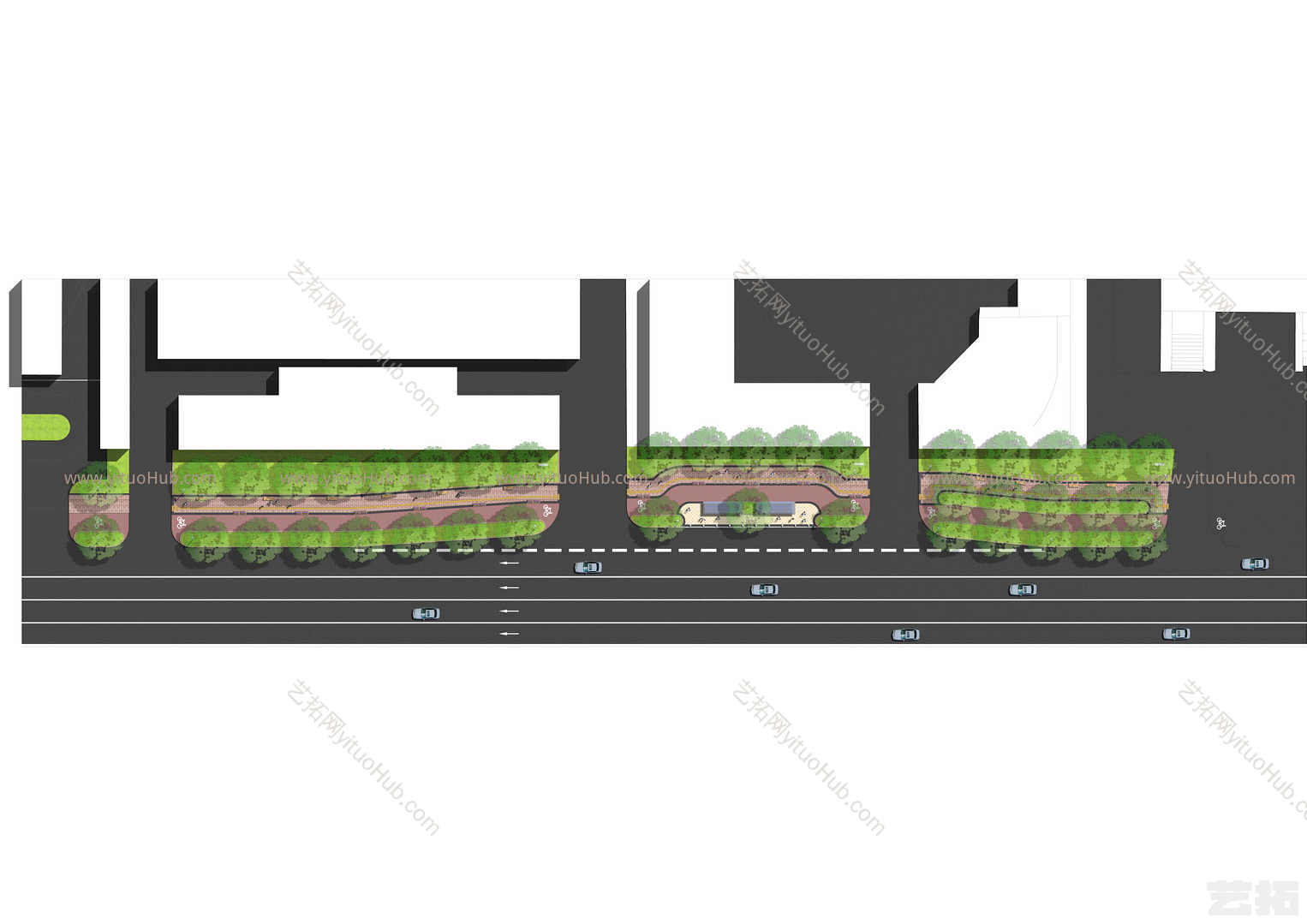 标准段道路彩平图