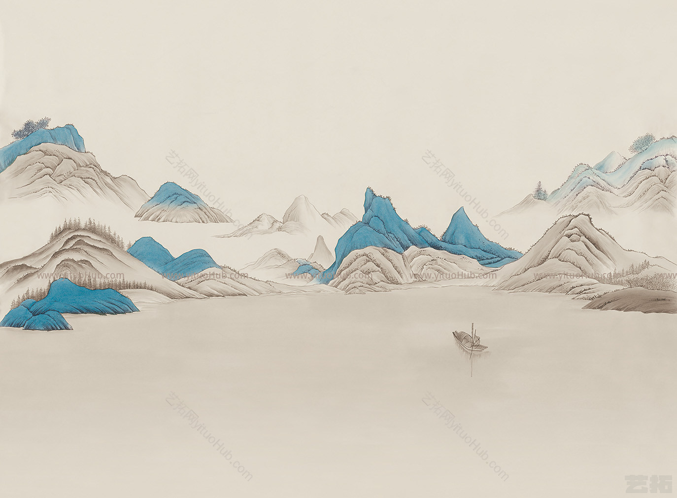 新中式水墨山水壁画