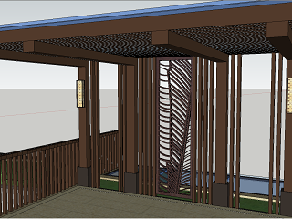 中式别墅庭院景观演出 室外 饰品 衣物 其他