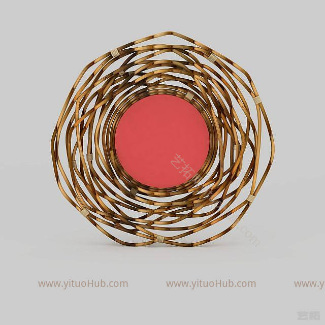 现代藤编艺术吸顶灯模型