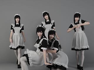 现代3D风格女仆美女人物模型